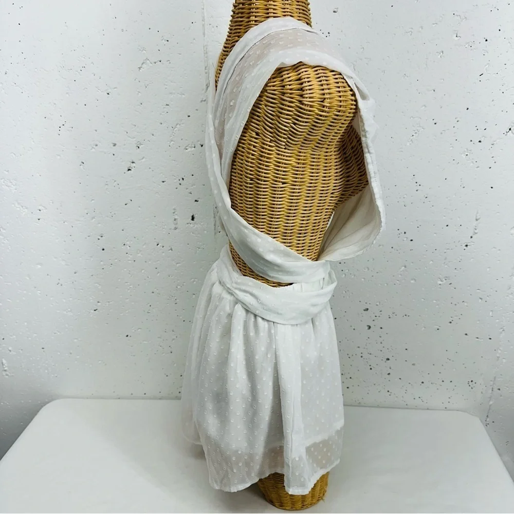 Showpo Size 2 California Sunset White Swiss Dot Criss Cross Back Playsuit